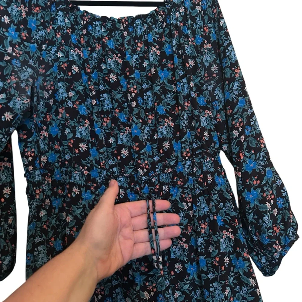 Club Monaco Blue Tie Front Sundress with Cowl Neck Final Sale - Picture 10 of 16